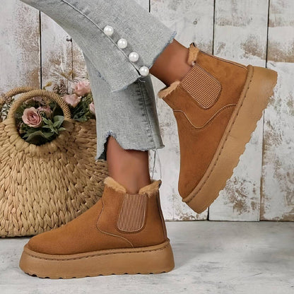 Winter Snow Boots Fashion Flat Thick-soled Cotton Shoes Round Toe Warm Plush Ankle Boot For Women - ALL-IN-ONE GENSTORE & SERVICES