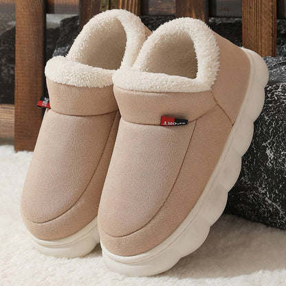 Winter Plush Cotton Shoes Women Men Warm Suede House Shoes For Parents Solid Color Thick-soled Garden Shoes Outdoor - ALL-IN-ONE GENSTORE & SERVICES