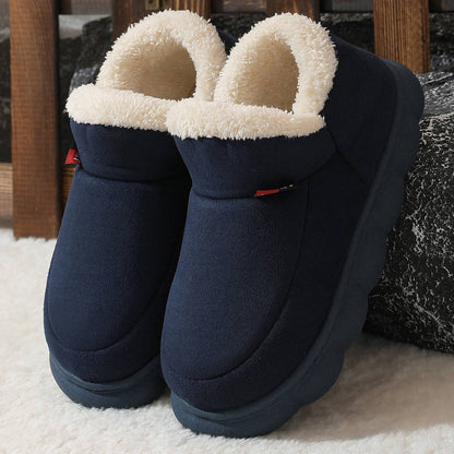 Winter Plush Cotton Shoes Women Men Warm Suede House Shoes For Parents Solid Color Thick-soled Garden Shoes Outdoor - ALL-IN-ONE GENSTORE & SERVICES