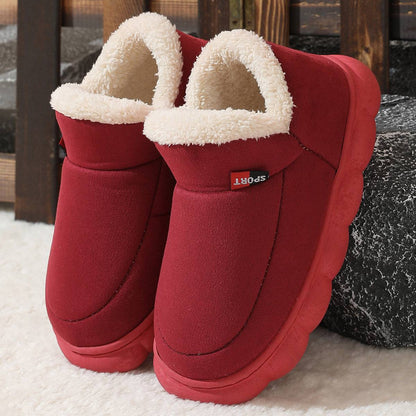 Winter Plush Cotton Shoes Women Men Warm Suede House Shoes For Parents Solid Color Thick-soled Garden Shoes Outdoor - ALL-IN-ONE GENSTORE & SERVICES