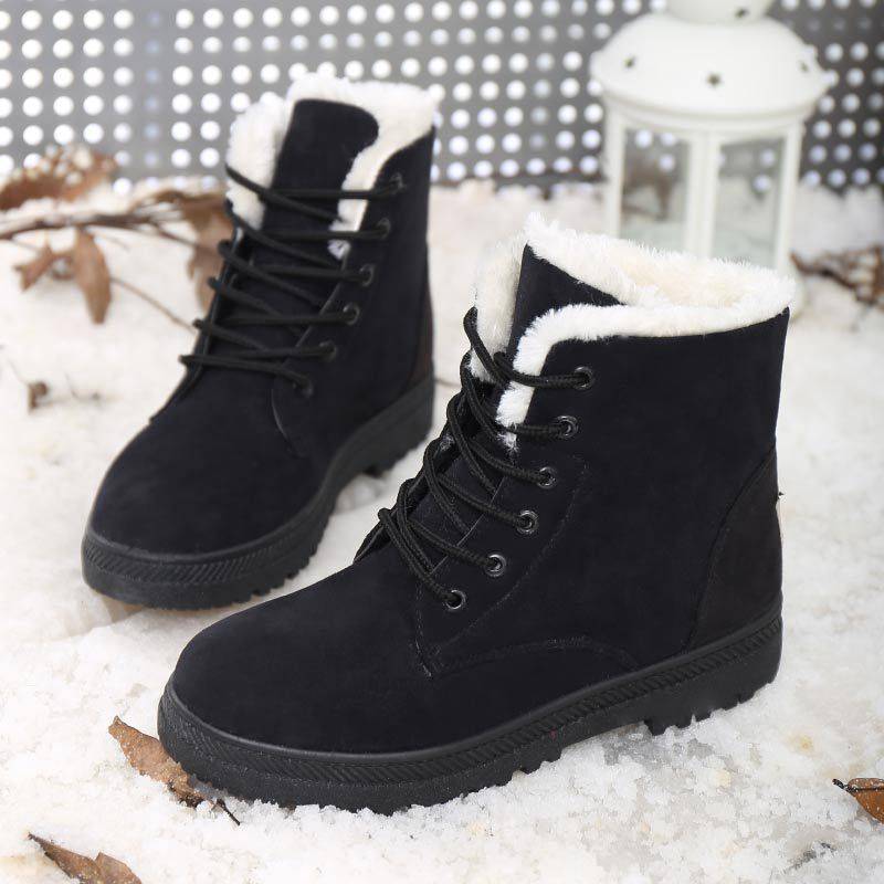 Botas de nieve de invierno con botines de felpa cálidos para mujer