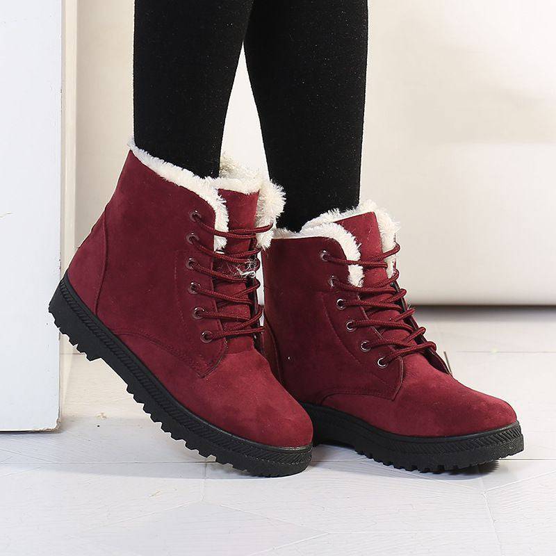 Botas de nieve de invierno con botines de felpa cálidos para mujer