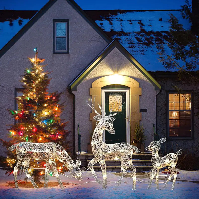 3-Piece Christmas LED Wrought Iron Deer Set - ALL-IN-ONE GENSTORE & SERVICES